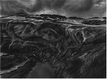 우도 검멀레 해변 45.7x61cm 종이에 목탄 2019