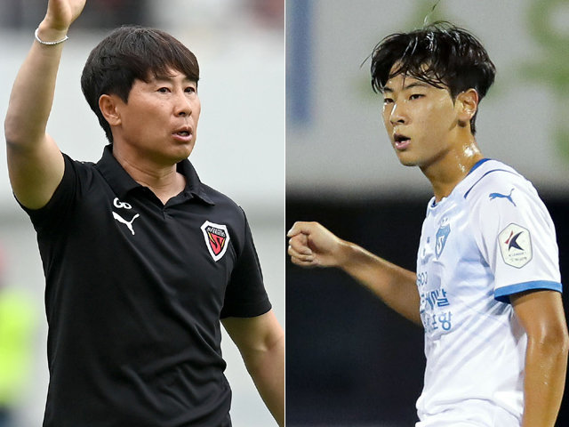 포항 김기동 감독(왼쪽)·김준호. 사진 | 스포츠동아DB, 한국프로축구연맹