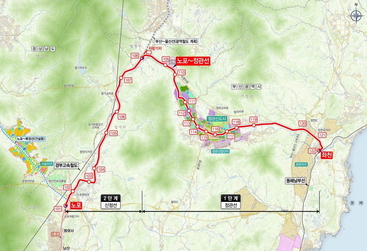 노포~정관선 노선도. 사진제공ㅣ부산 기장군