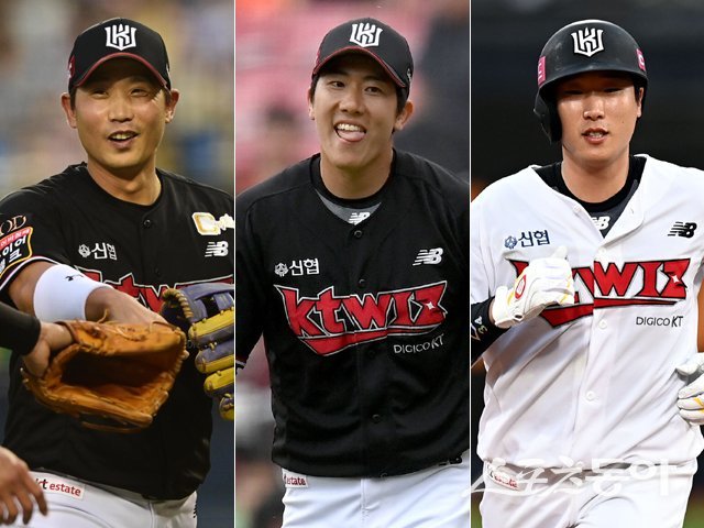 KT 박경수·오윤석·이호연(왼쪽부터). 스포츠동아DB
