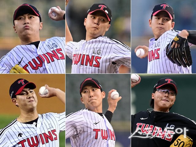 LG 김윤식·이민호·강효종·이지강·손주영·이상영(왼쪽 위부터 시계방향으로). 스포츠동아DB