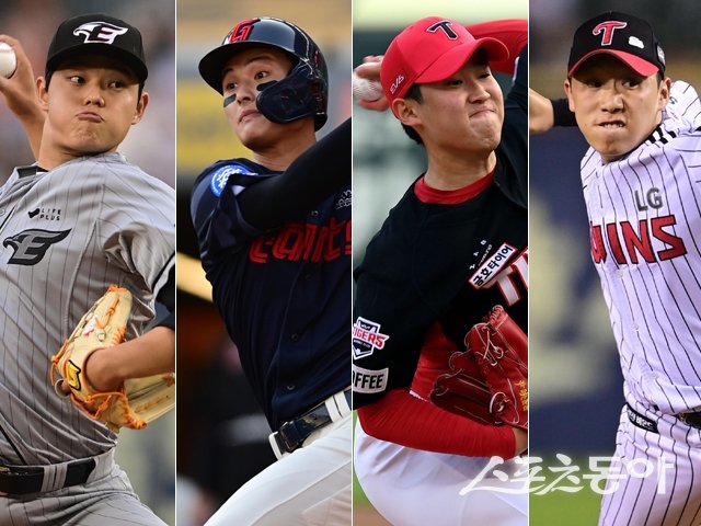 한화 문동주, 롯데 윤동희, KIA 윤영철, LG 박명근(왼쪽부터). 스포츠동아DB