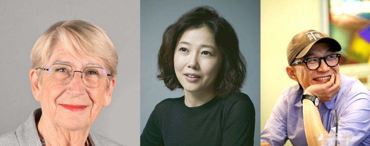 제28회 부산국제영화제 지석상 심사위원 3인. (왼쪽부터) 마르틴 떼루안느 브졸국제아시아영화제 집행위원장, 니시카와 미와 감독, 이광국 감독. 사진제공ㅣ부산국제영화제 사무국