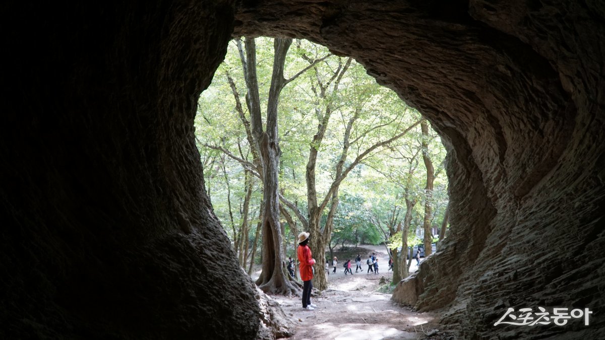 선운사에서 계곡을 거슬러 도솔암으로 올라가는 길에 만나는 천연동굴 좌변굴(진흥굴). 신라 진흥왕이 이곳에서 수도하였고 그의 호가 좌변이었기 때문에 이런 이름이 붙었다고 한다.
고창 | 김재범 기자 oldfield@donga.com