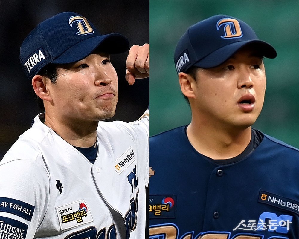 NC 이재학(왼쪽)·최성영. 스포츠동아DB