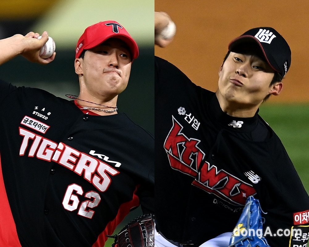 KIA 정해영(왼쪽), KT 박영현. 스포츠동아DB