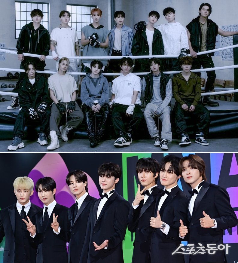 세븐틴(위)·NCT드림. 사진제공｜플레디스엔터테인먼트·스포츠동아DB