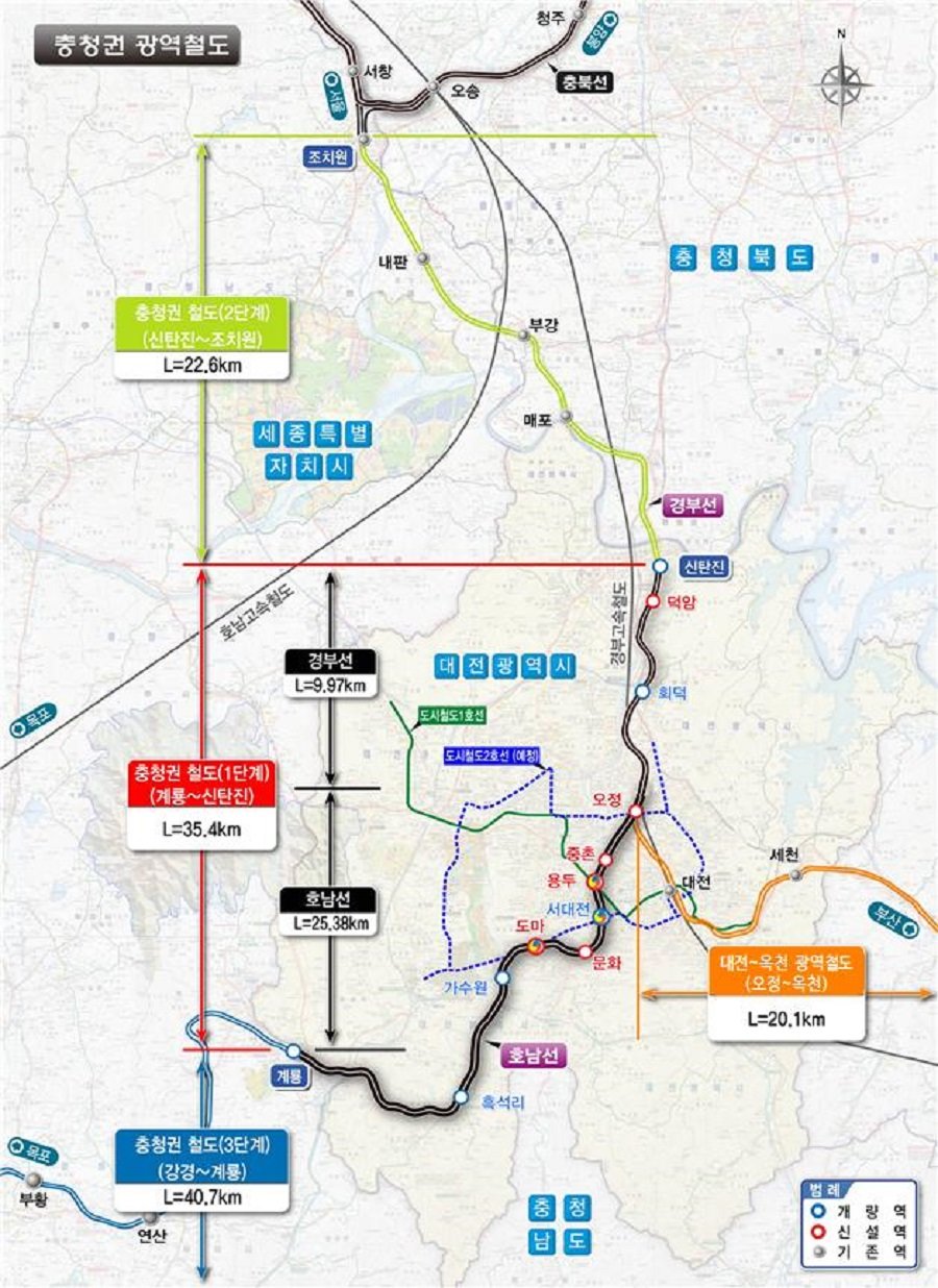대전시 충청권 광역철도 노선도. 사진제공ㅣ대전시청