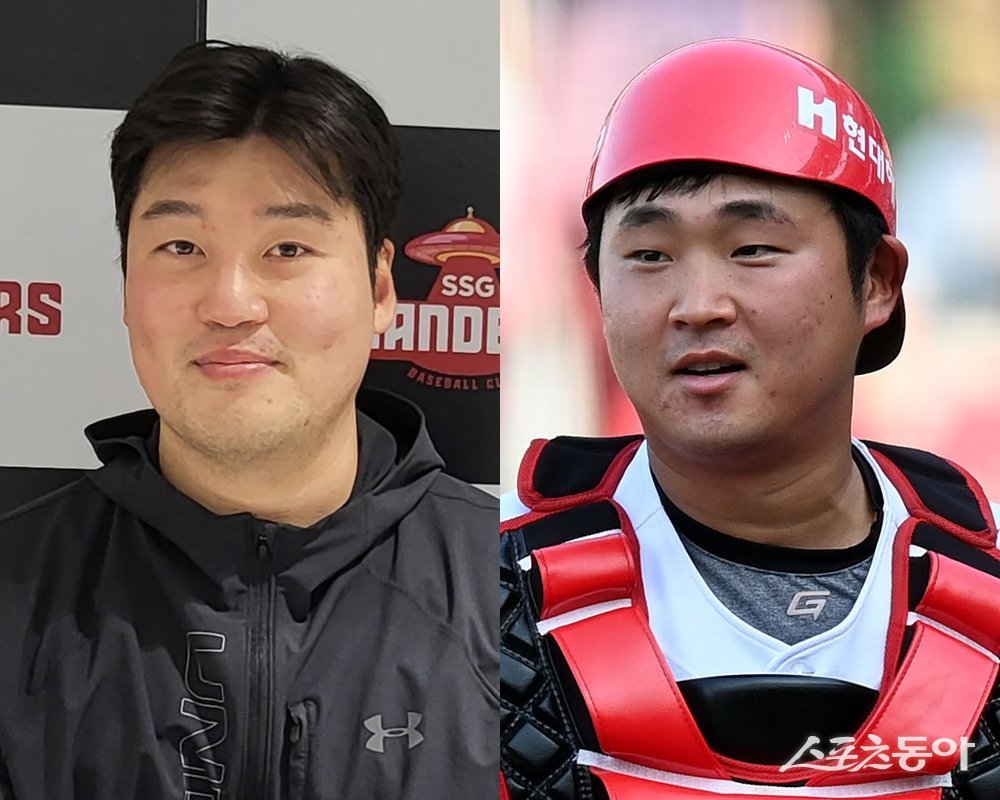 SSG 박대온(왼쪽)·신범수. 사진｜SSG 랜더스, 스포츠동아DB