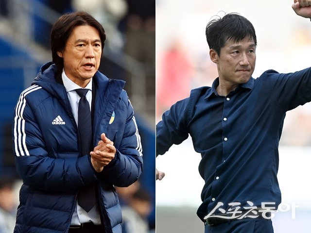 울산 홍명보 감독(왼쪽), 광주FC 이정효 감독. 스포츠동아DB