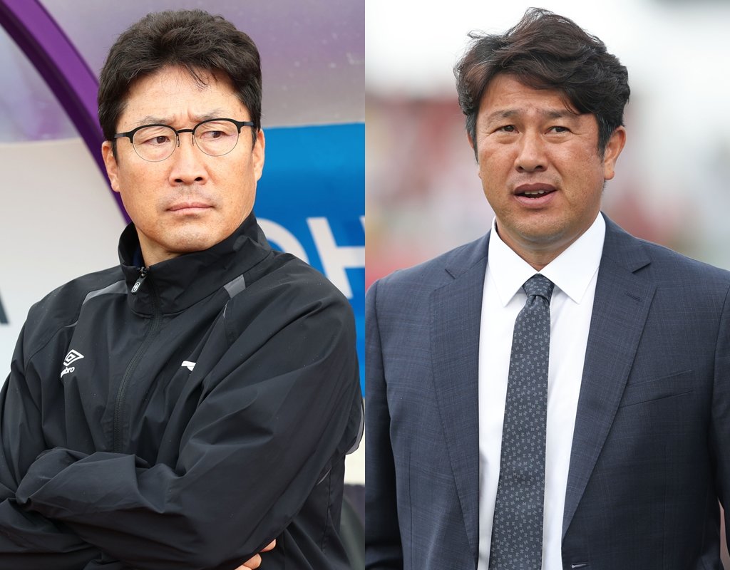 성남FC 이기형 감독(왼쪽), 서울 이랜드 김도균 감독. 사진제공 | 한국프로축구연맹