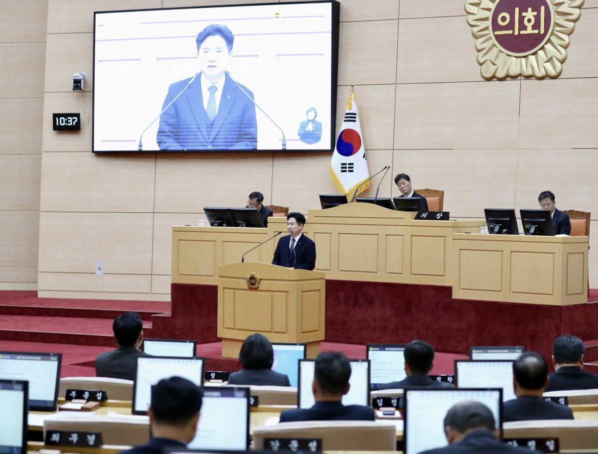 김대중 전남교육감이 지난 23일 도의회 시정연설을 진행한 모습. 사진제공ㅣ전남도교육청