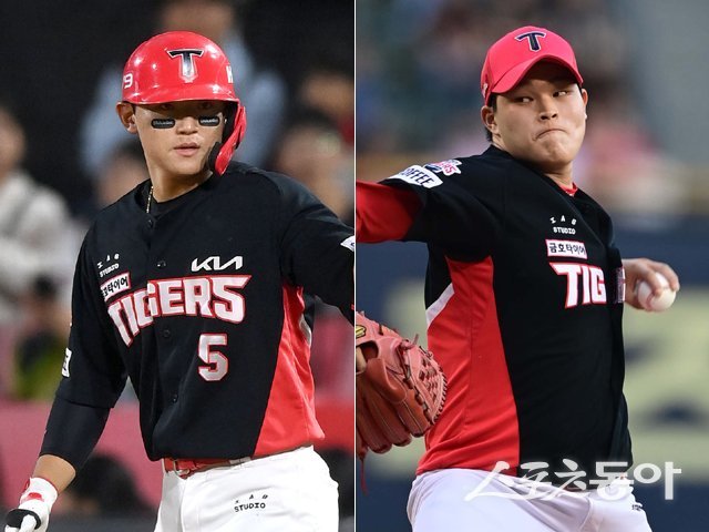 KIA 김도영(왼쪽)·최지민. 스포츠동아DB