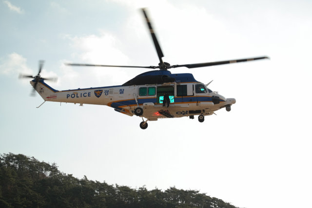 국산 경찰 항공기 ‘참수리’. 사진제공ㅣ부산경찰청