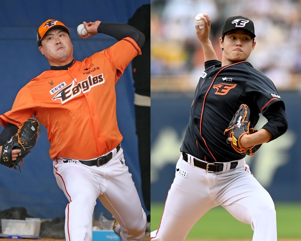 한화 류현진(왼쪽)·문동주. 사진 | 한화 이글스, 스포츠동아DB