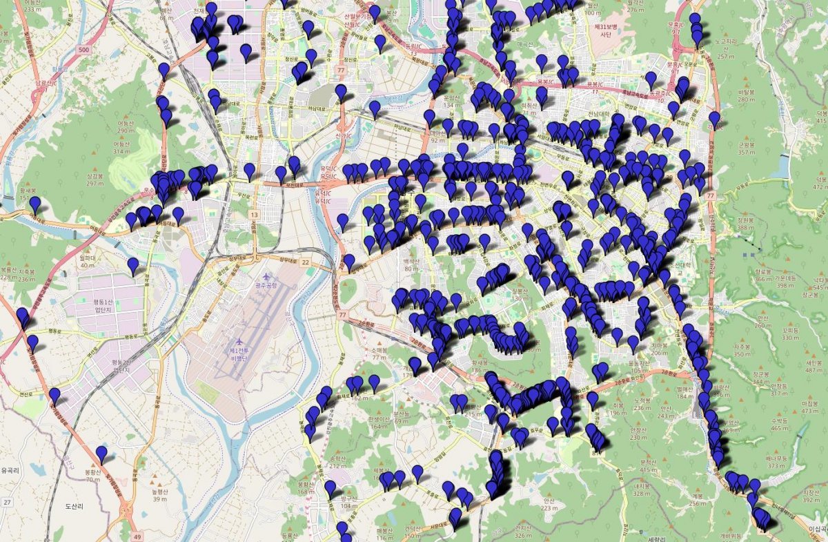 gps 포트홀 데이터. 사진제공ㅣ광주광역시