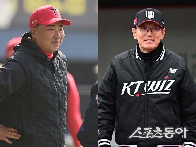 KIA 이범호 감독(왼쪽), KT 이강철 감독. 스포츠동아DB
