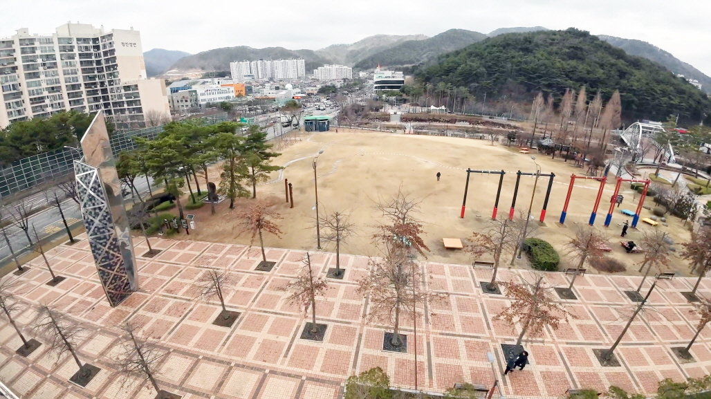 지하저류시설이 들어설 예정인 부산 기장군 정관 중앙공원 일원 모습. 사진제공 | 부산 기장군