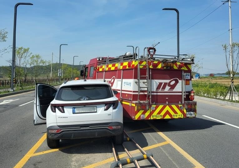 화성소방서, 소방펌프차로 음주차량 2차사고 막아. 사진제공|화성소방서