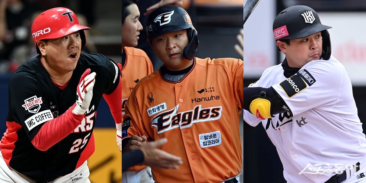 KIA 이우성, 한화 김태연, KT 문상철(왼쪽부터). 스포츠동아DB