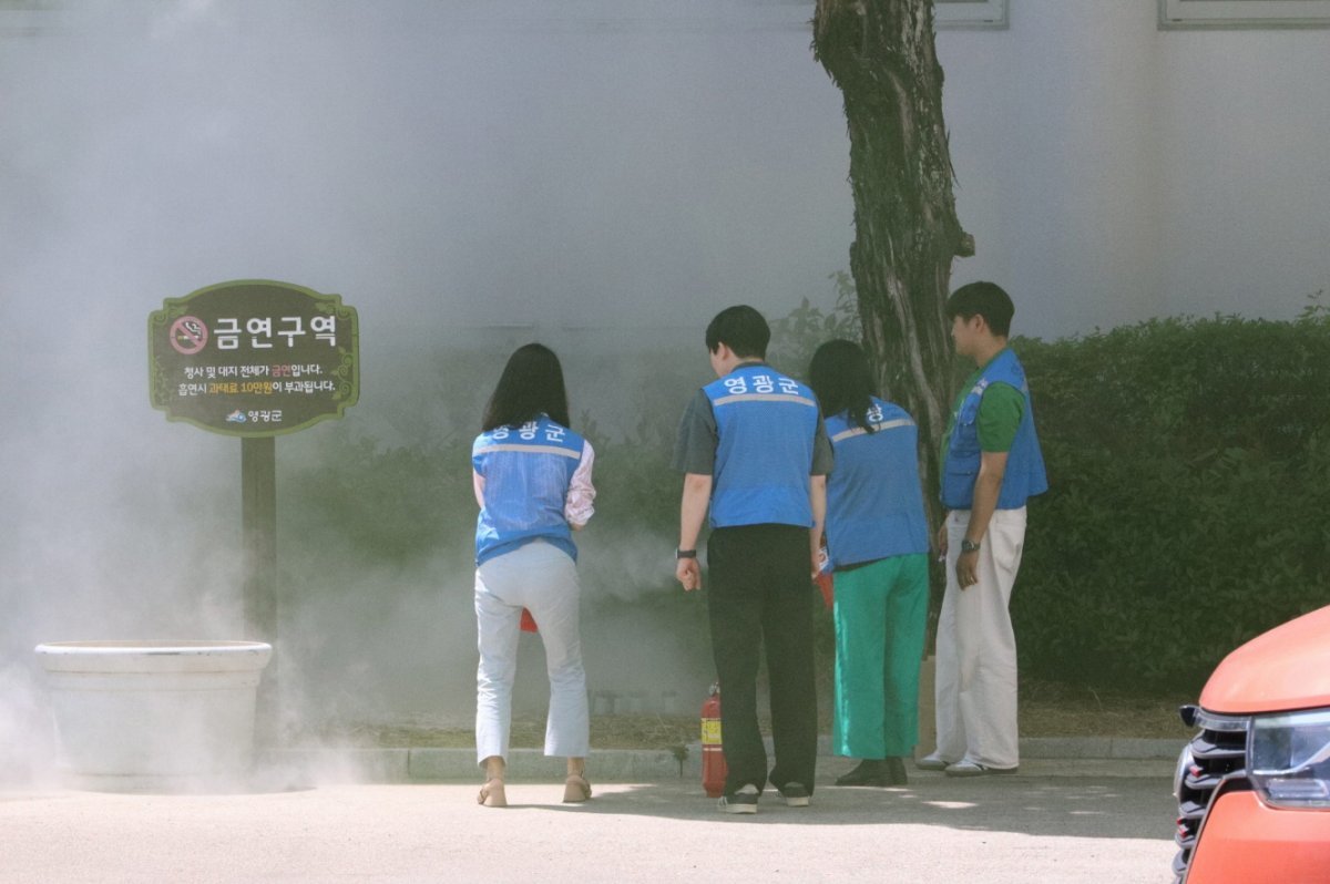 영광군이 31일 청사 일원에서 영광소방서와 합동소방훈련을 실시했다. 사진제공｜박성화 기자