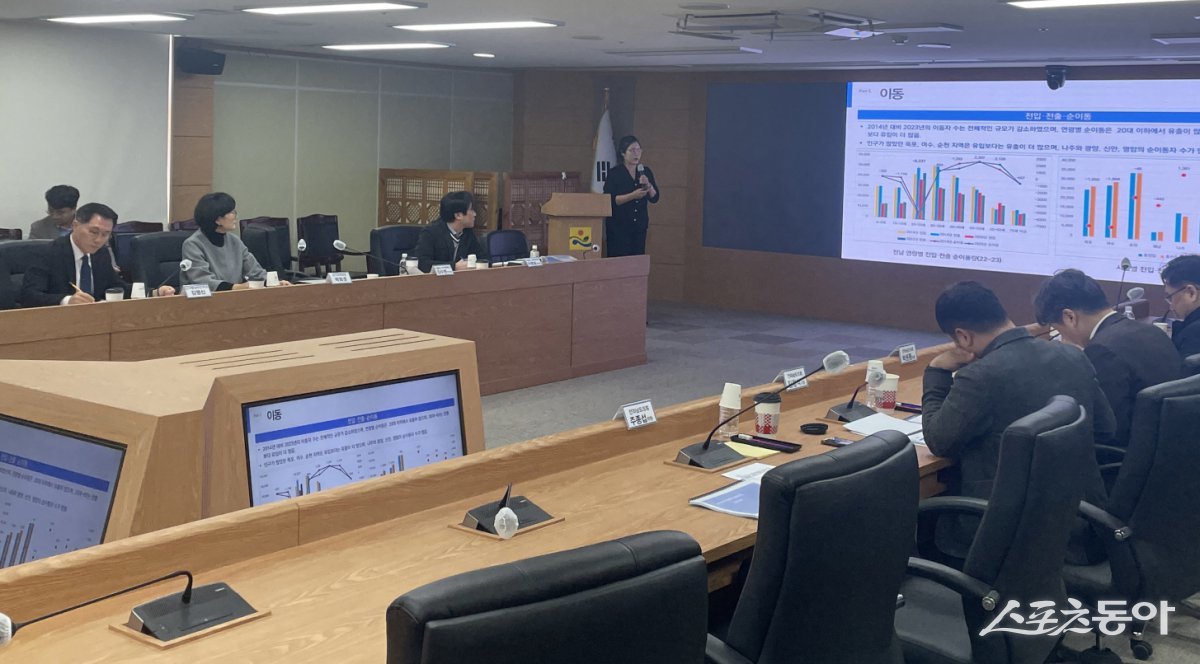 전남도가 최근 개최한 인구영향평가 시범적용 연구용역 중간보고회. 사진제공=전남도