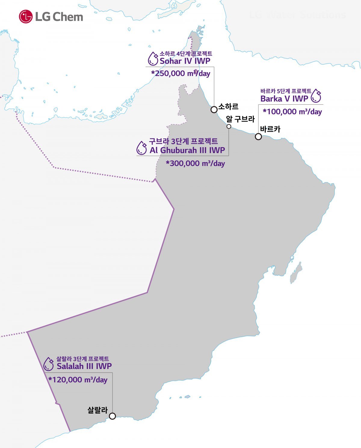 LG화학의 RO멤브레인이 사용되는 오만 해수담수화 프로젝트. 사진제공 |LG화학