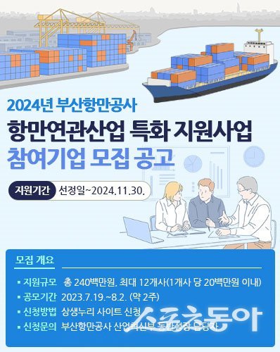 ‘2024년도 부산항 항만연관산업 특화 지원사업’ 홍보 포스터. (사진제공=부산항만공사)