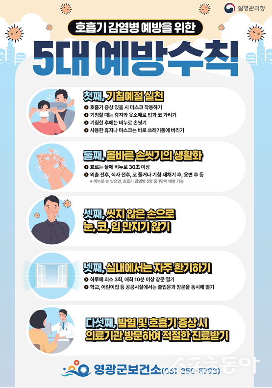 호흡기 감염병 예방 5대 수칙. 사진제공=영광군