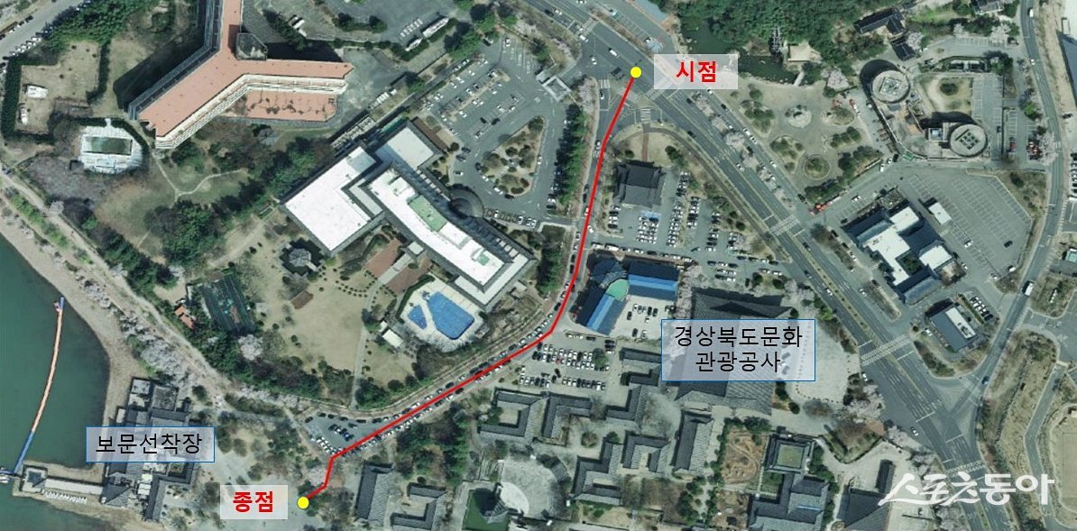 경주시 보문로 위치 및 구간(붉은선)./사진=경주시