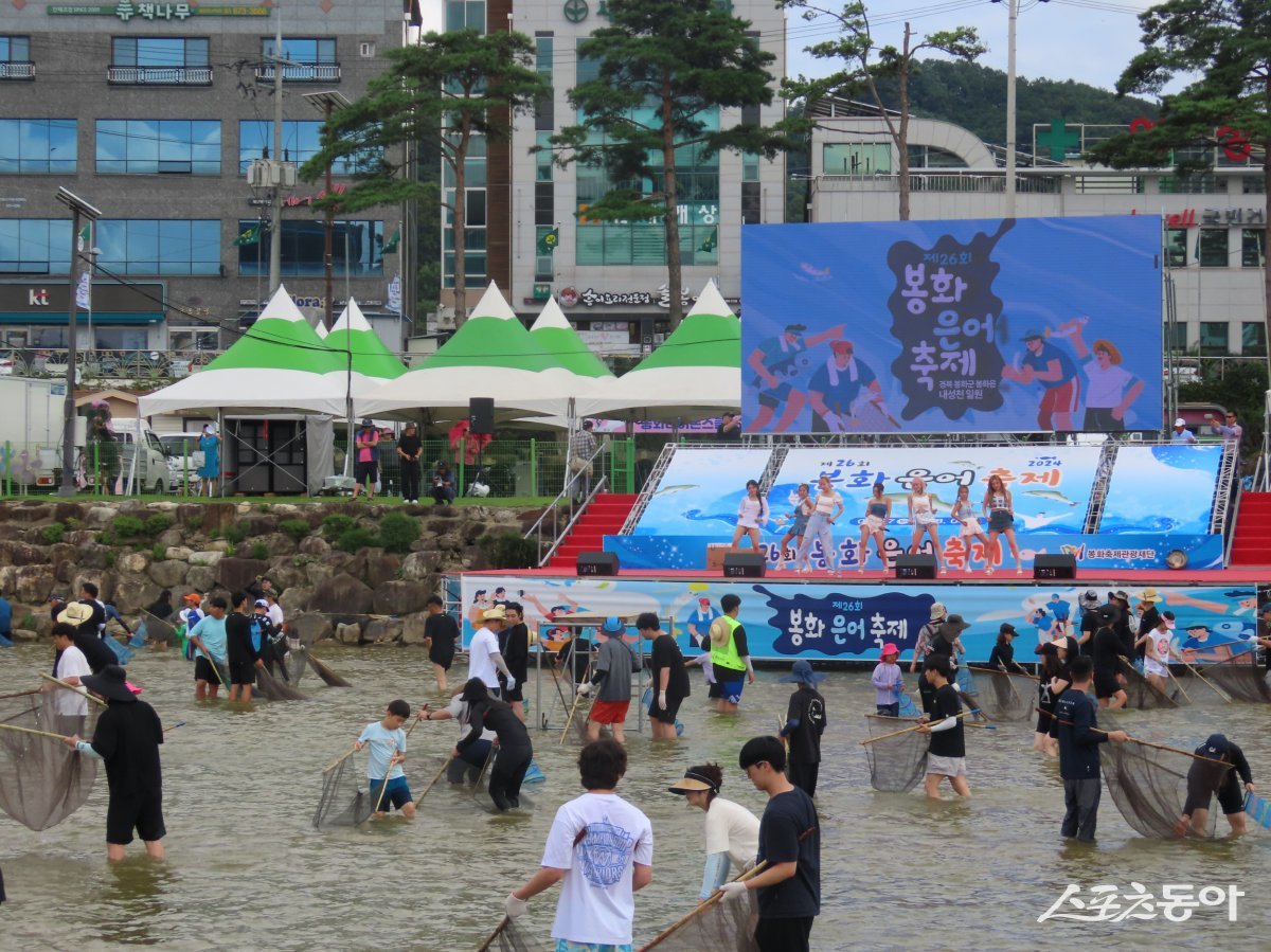 봉화은어축제 반두잡이 모습./사진=봉화군