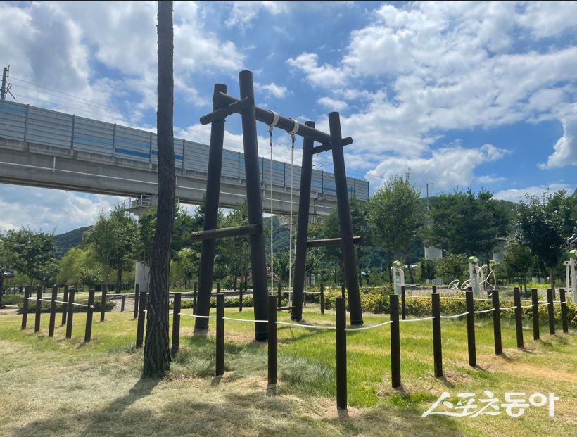 영천 유정숲에 설치된 민속 그네 모습./사진=영천시