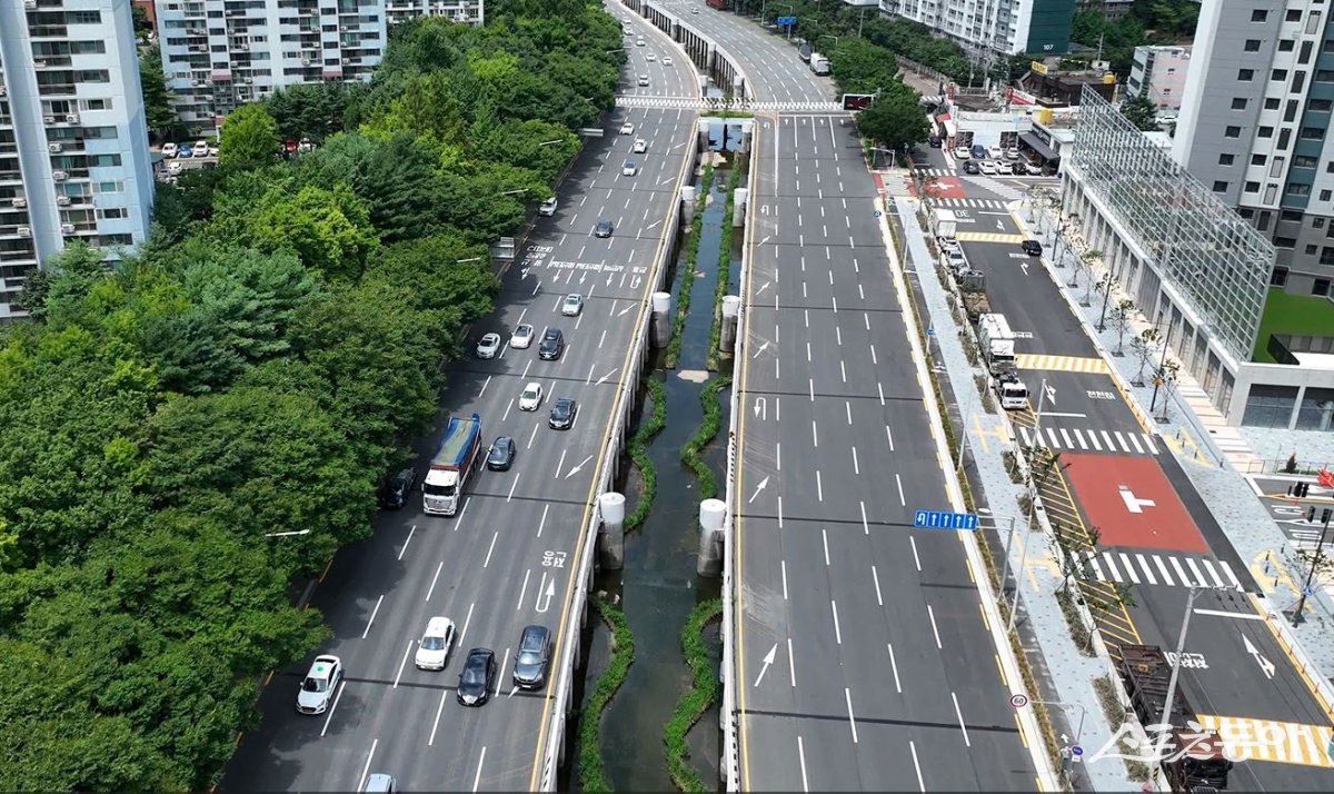 도시생태축 역할을 하고 있는 진천전 전경./사진=달서구