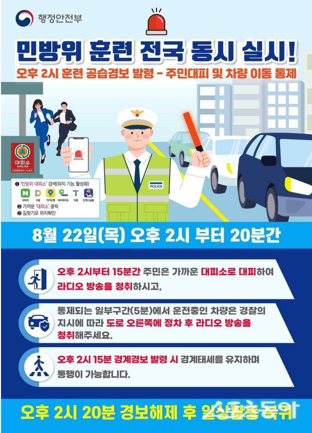 전국 동시 ‘민방위 대피훈련’ 안내 포스터. (사진제공=부산시)