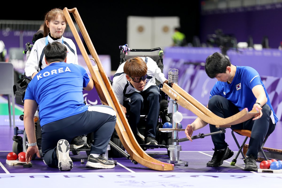 패럴림픽 10연속 금메달 획득에 도전하는 보치아국가대표팀이 2024파리패럴림픽 개막을 앞두고 현지 훈련에 나섰다. 사진제공｜대한장애인체육회