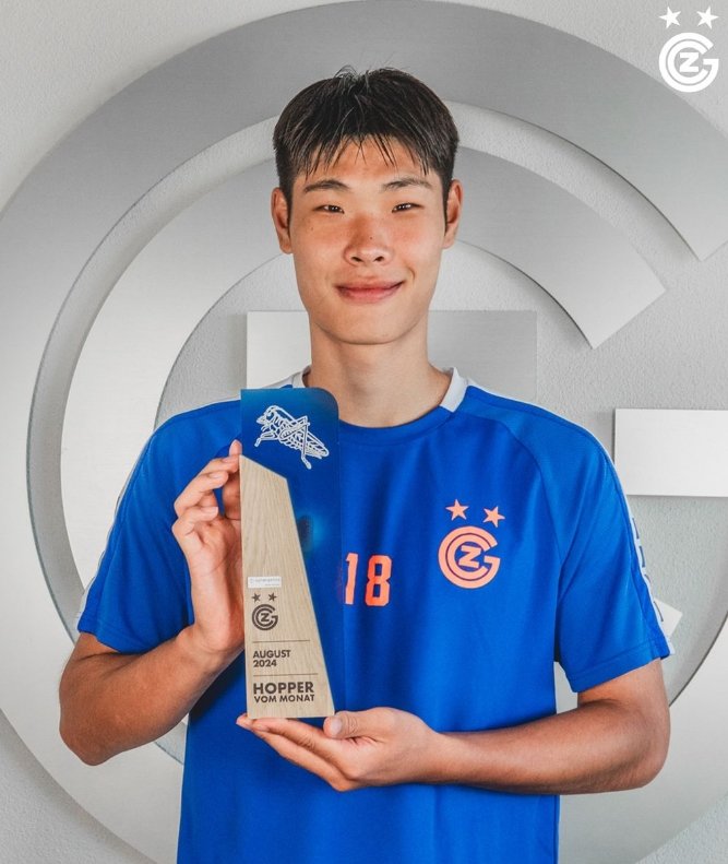 그라스호퍼 이영준이 구단 8월의 선수로 선정됐다. 지난달 25일 시옹과 홈경기에서 데뷔골을 넣은 활약을 인정받았다. 사진출처｜그라스호퍼 SNS