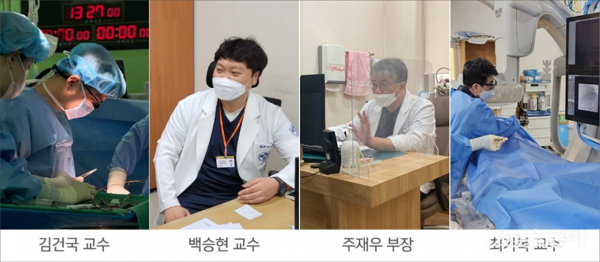 (왼쪽부터) 온종합병원 김건국 교수. 백승현 교수, 주재우 부장, 최기복 교수. (사진제공=온종합병원)