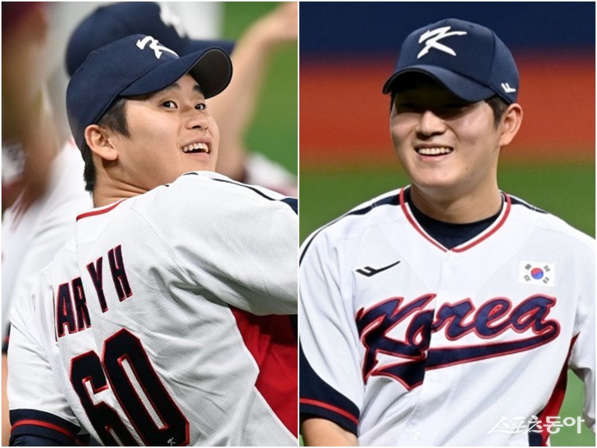 2024 WBSC 프리미어12 야구국가대표팀 마운드를 책임질 박영현(왼쪽)과 김택연. 고척｜김종원 기자 won@donga.com