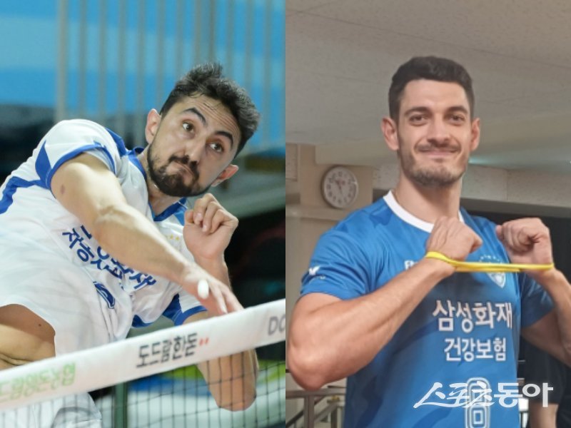 삼성화재가 확실한 반등을 하려면 외국인 날개 공격수 파즐리(왼쪽)와 그라즈다노프의 동반 활약이 필수다. 스포츠동아DB·사진제공｜한국배구연맹