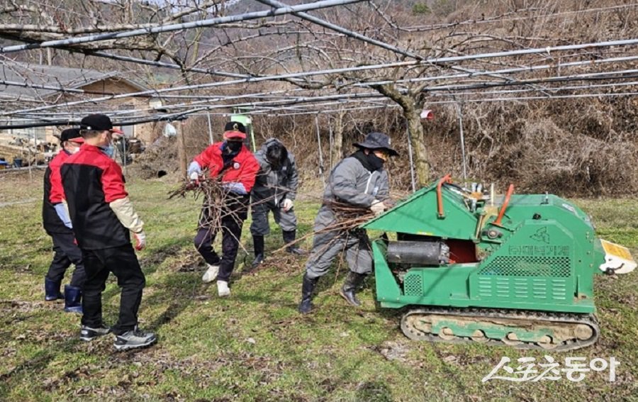 충북도의 영농부산물 파쇄 지원 사업 모습. 사진제공｜충북도청