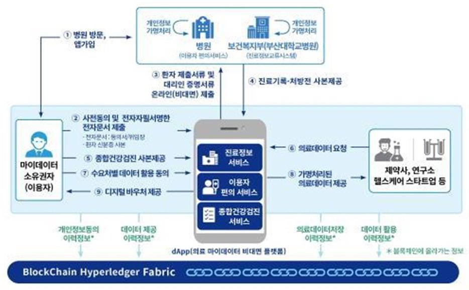 블록체인 기반 의료 마이데이터 비대면 플랫폼 서비스 개념도. (사진제공=부산시)