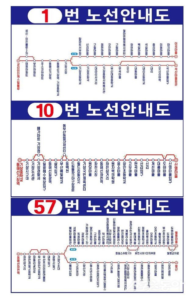 기장군버스 변경 노선도. (사진제공=기장군)