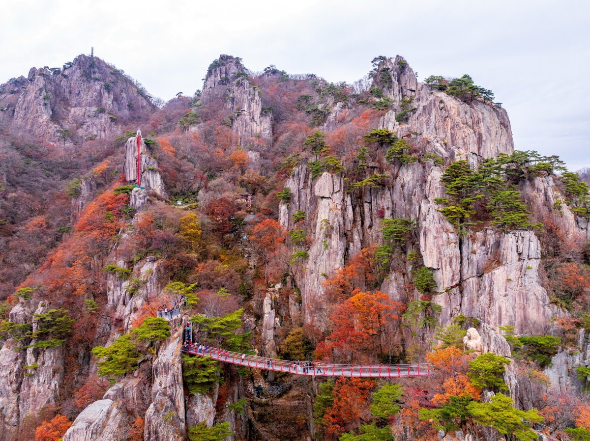 대둔산은 낙조대, 태고사 그리고 금강폭포, 동심바위, 금강계곡, 삼선약수터, 옥계동 계곡 등 볼 것이 많아 최소 반나절 정도는 시간을 갖고 찾는게 좋다                사진제공｜지엔씨이십일