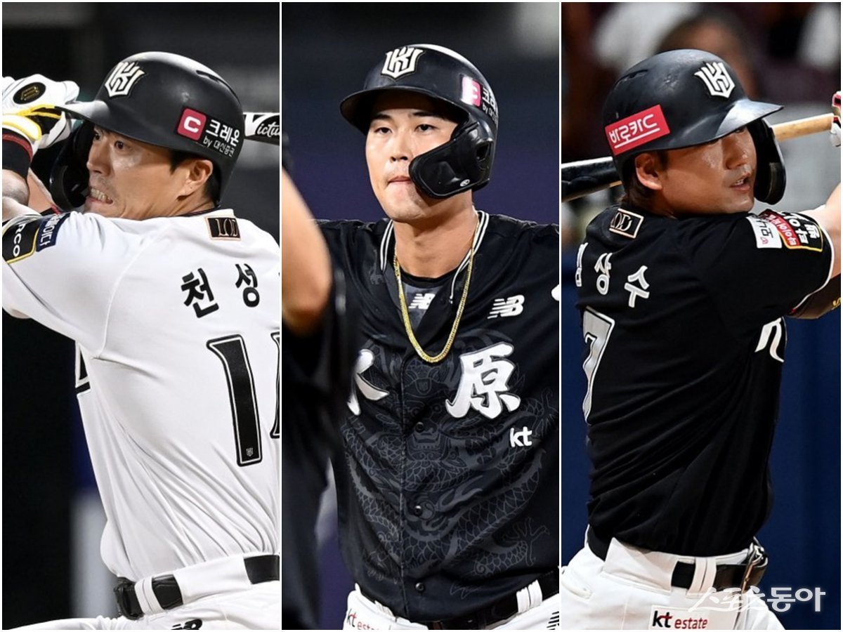 KT 천성호, 배정대, 김상수(왼쪽부터). 스포츠동아DB