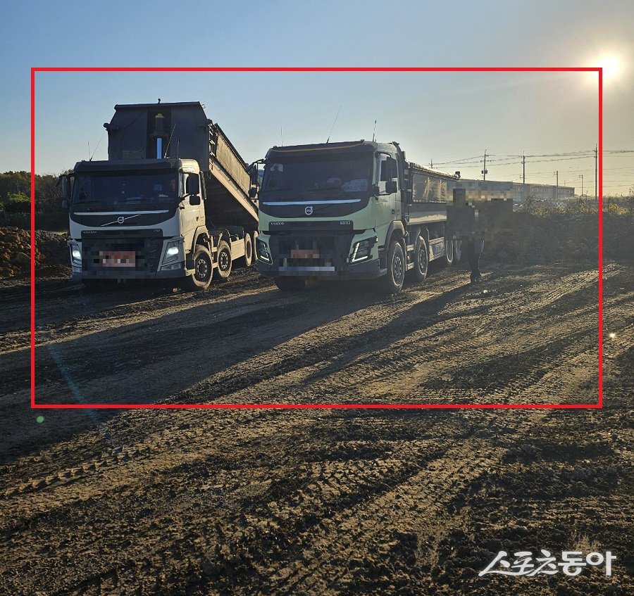 지난 2024년 11월 실제로는 약 수백 대를 서울 강서구 개화동 534-3번지 일대의 농지로 불법 반출 모습. 사진|장관섭 기자