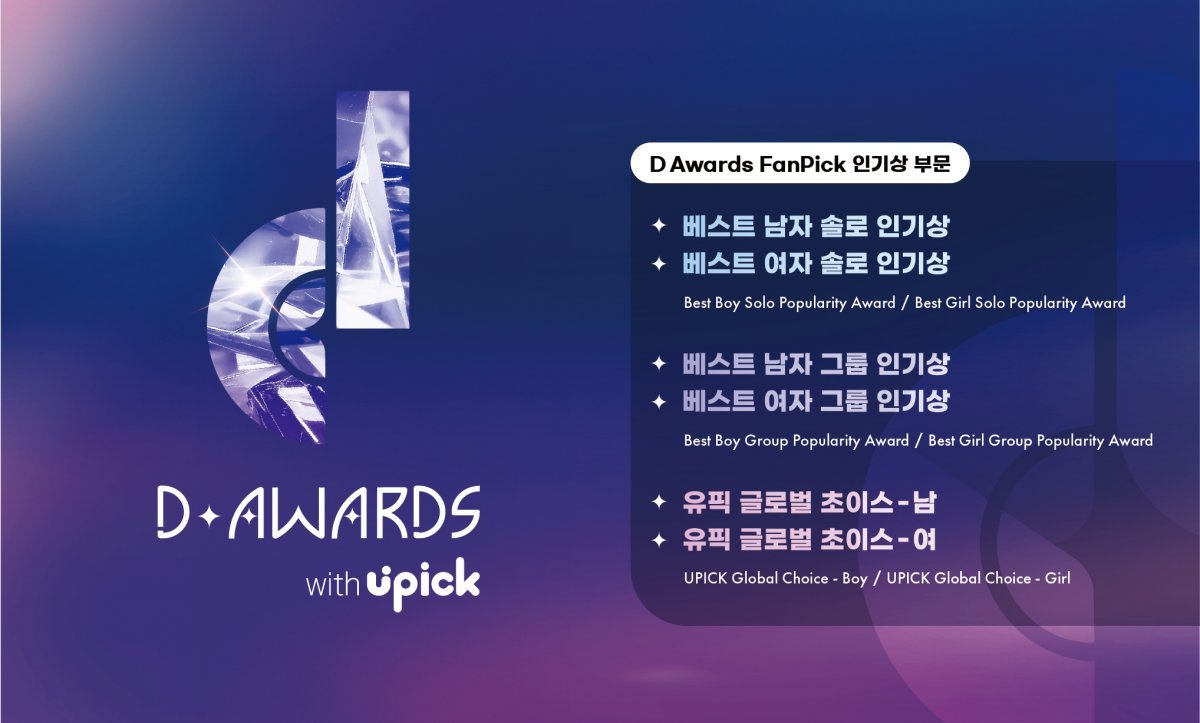 제1회 디 어워즈 위드 유픽(upick) 인기상은 6개 부문에 걸쳐 진행된다. 사진|디 어워즈