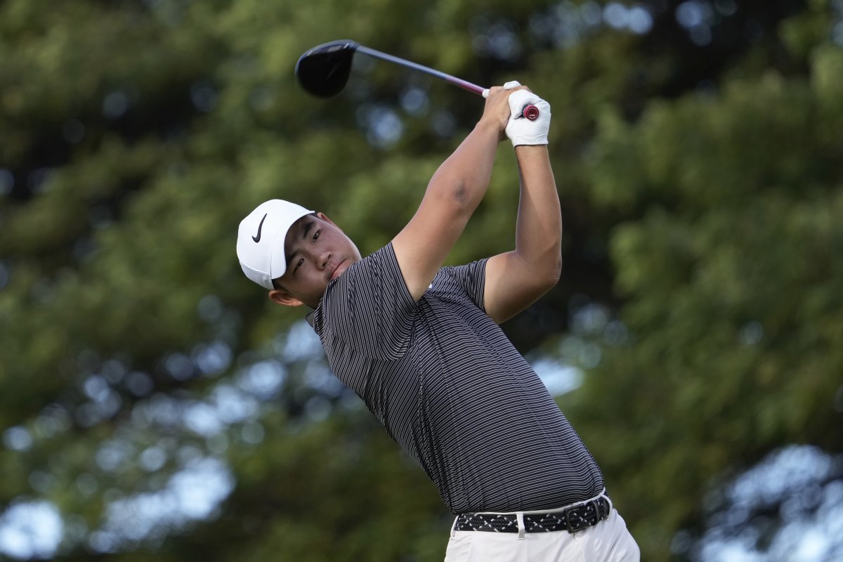 소니 오픈 3라운드 2번 홀에서 티샷을 하고 있는 김주형. 호놀룰루(미 하와이주) | AP뉴시스