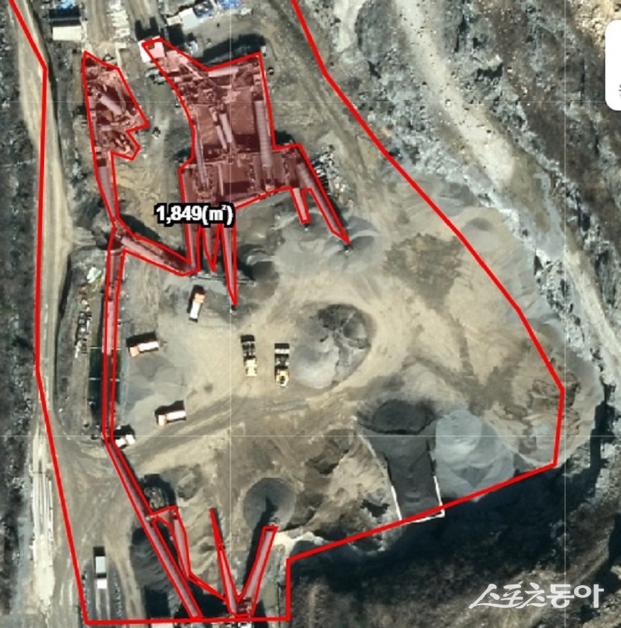 경기도 가평군 상면 봉수리 15-5번지 공작물 설치 면적. 사진제공|경기도
