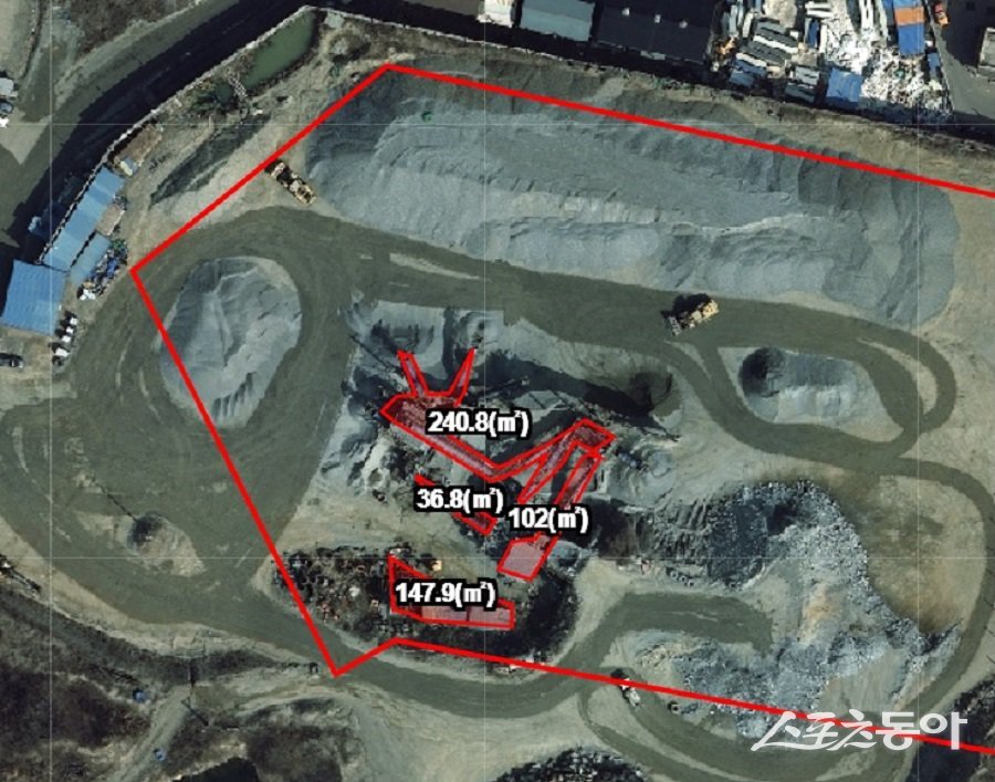 화성시 마도면 슬항리 220-91번지 무허가 공작물 면적. 사진제공｜경기도