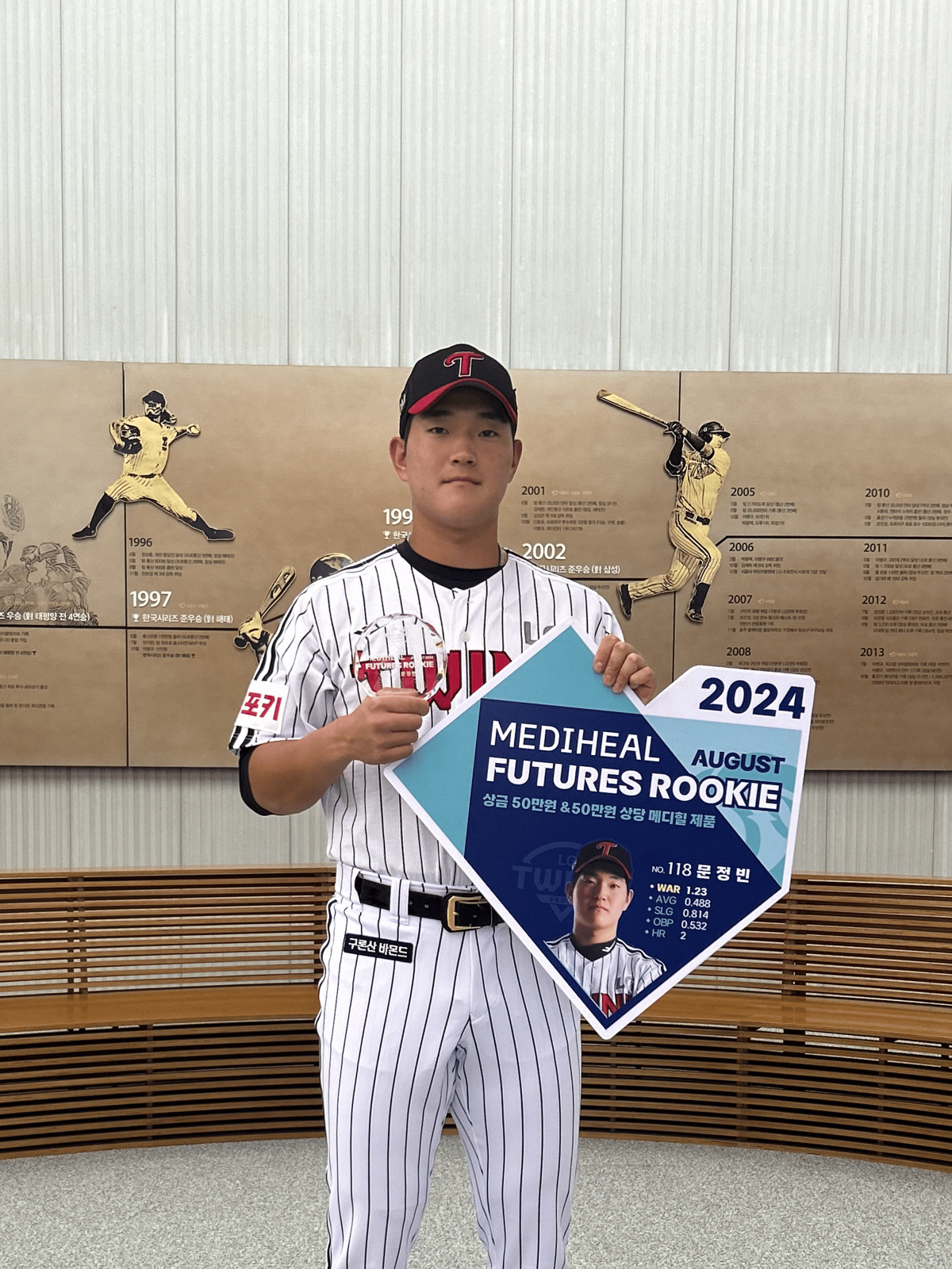 ‘메디힐 퓨처스 루키상’을 수상한 LG 문정빈.
